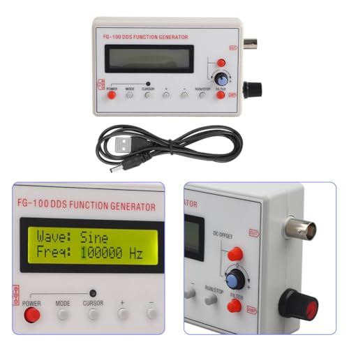 Image of FG-100 1HZ-500KHZ DDS Functional Generator, Function Low Frequency Power Supply DC3.5-10V Counter Source Meter Module Forward Sawtooth Waves Signal Triangle Sinusoidal Calibration Coefficient