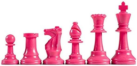 WE Games Color Bright Plastic Staunton Tournament Chessmen with 3.75 in. King - Half Set, Pink