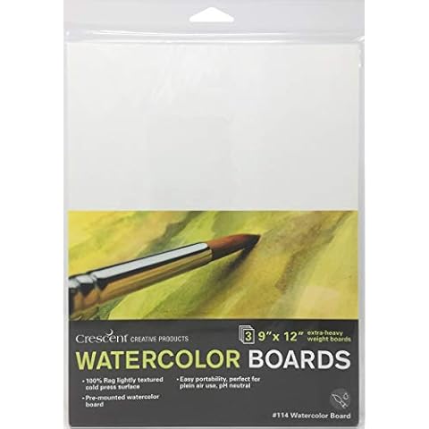 Crescent Cardboard 1140912 9 x 12 in. Watercolor Board, White - Pack of 3 Cover