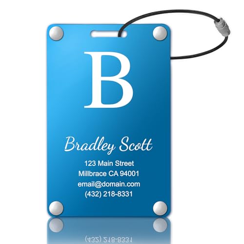 Personalized Luggage Tags: Custom Metal Luggage Tags for Suitcases, Backpacks and Bags with Your...