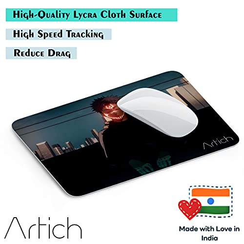 Image of Artich Designer Gaming Mouse Pad for Office Laptop /Computer with Super Soft Non-Slip Rubber Base and Lycra Cloth Surface for Silky Touch (JJK Yuji x Sukana)