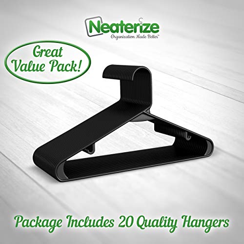 Neaterize PH20 - BLACK Clothes Hangers Plastic 20 Pack - Black Plastic Hangers - Makes The Perfect Coat Hanger And General Space Saving Clothes Hangers For Closet thumb #5