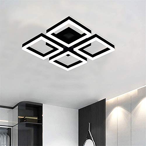 50% Off Discount Garwarm LED Ceiling Lights, Modern 52W Flush Mount Ceiling Lamp for Living Room Bedroom Kitchen, 4 Square Metal Acrylic Ceiling Light Fixtures Cool White 6000K