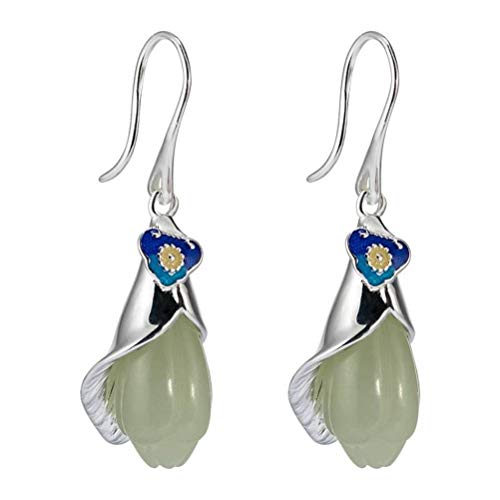 Boucles d'oreilles de goujon S925 en néphrite pour robe fleurie