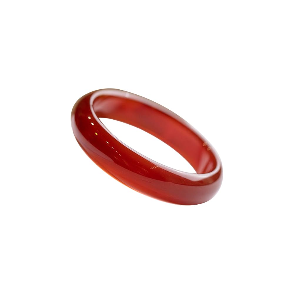 SnamicE Red Agate Jade Bangle Bracelet for Women Natural Good Luck Bracelet Fashion Round Wide Jade Stone Bangle for Woman Birthday Gift Yoga Meditation,