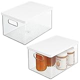 MEDIDAS IDEALES: Con 20,3 cm x 28,6 cm x 15,2 cm cada una, estas cajas de plástico con tapa entran en los armarios de la cocina y en la nevera, y ofrecen espacio para muchos alimentos.