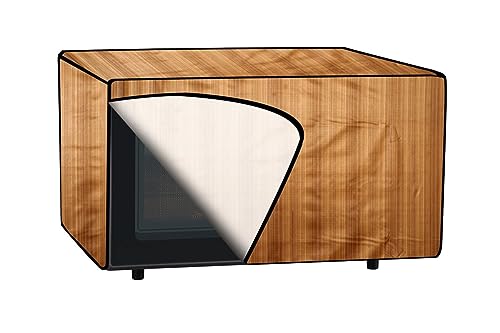Image of The Furnishing Tree PVC Waterproof Microwave Oven Cover Compatible for Panasonic 20L NN-CT26HMFDG Wooden Pattern Cream