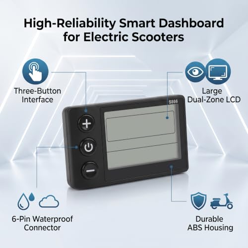 RiToEasysports Computadora de Bicicleta Odómetro LCD S866 Panel de Control con Conector de 6 Pines para Bicicleta Eléctrica miniatura 4