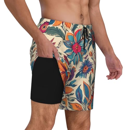Colorful Boho Floral Print Men Stylish Functionality Swim Trunks Breathable Beach Shorts Surfing Gym Fishing3