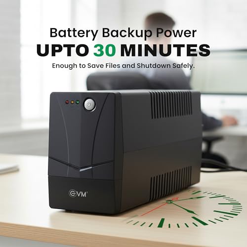 Image of EVM EPS720 600VA /360W Line Interactive UPS - Backup Power for PC, CCTV, WiFi Router & DVR /NVR, Wide Input 140-300V AC, Pure Sine Wave Output - 2 Year Warranty (EPS720)