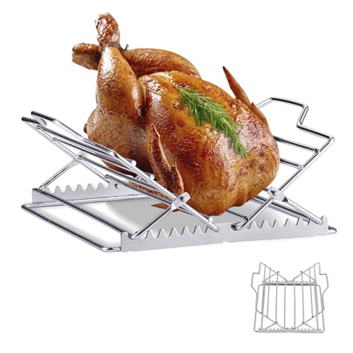 NLOYCOR Adjustable Roasting Rack with Lift for Turkey Chicken