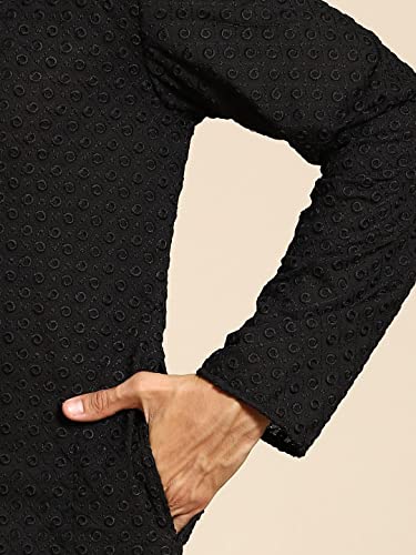 Image of Rajubhai Hargovindas Men Pure Cotton Chikankari Embroidered Straight Kurta