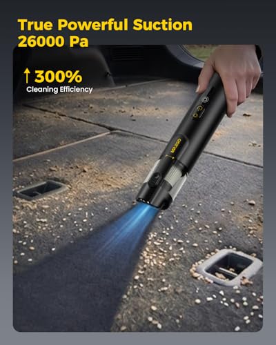 Image of Mr.ego Handheld Car Vacuum Portable Cordless, 26000Pa High-Power Vacuum & Air Duster with Green LED Light, Multi-Nozzles, Brushless Motor & Washable Filter for Car, Home, Keyboards