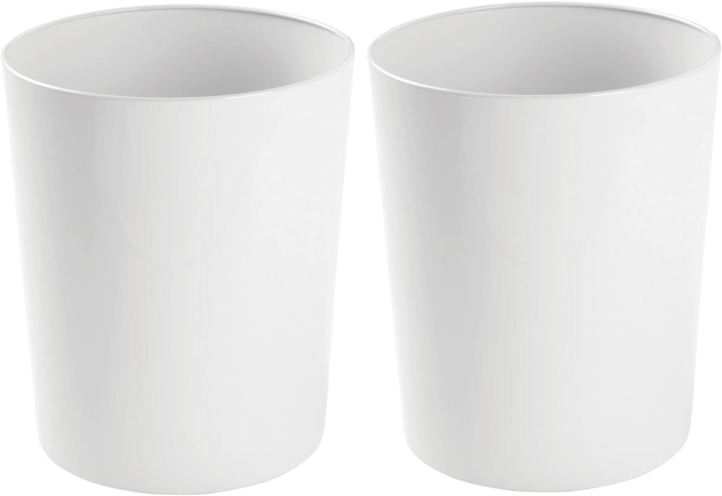 mDesign Round Metal Small Trash Can Wastebasket, Garbage Container Bin for Bathrooms, Powder Rooms, Kitchens, Home Offices - Durable Steel, 2 Pack - White : Home & Kitchen