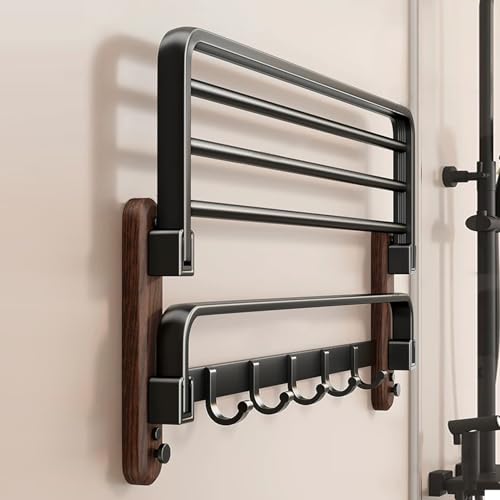 ITHKFU Toallero Negro de baño Toalleros De baño Sin Taladro Towel Holder Estante de Pared para baño con 5 Ganchos - imagen 6