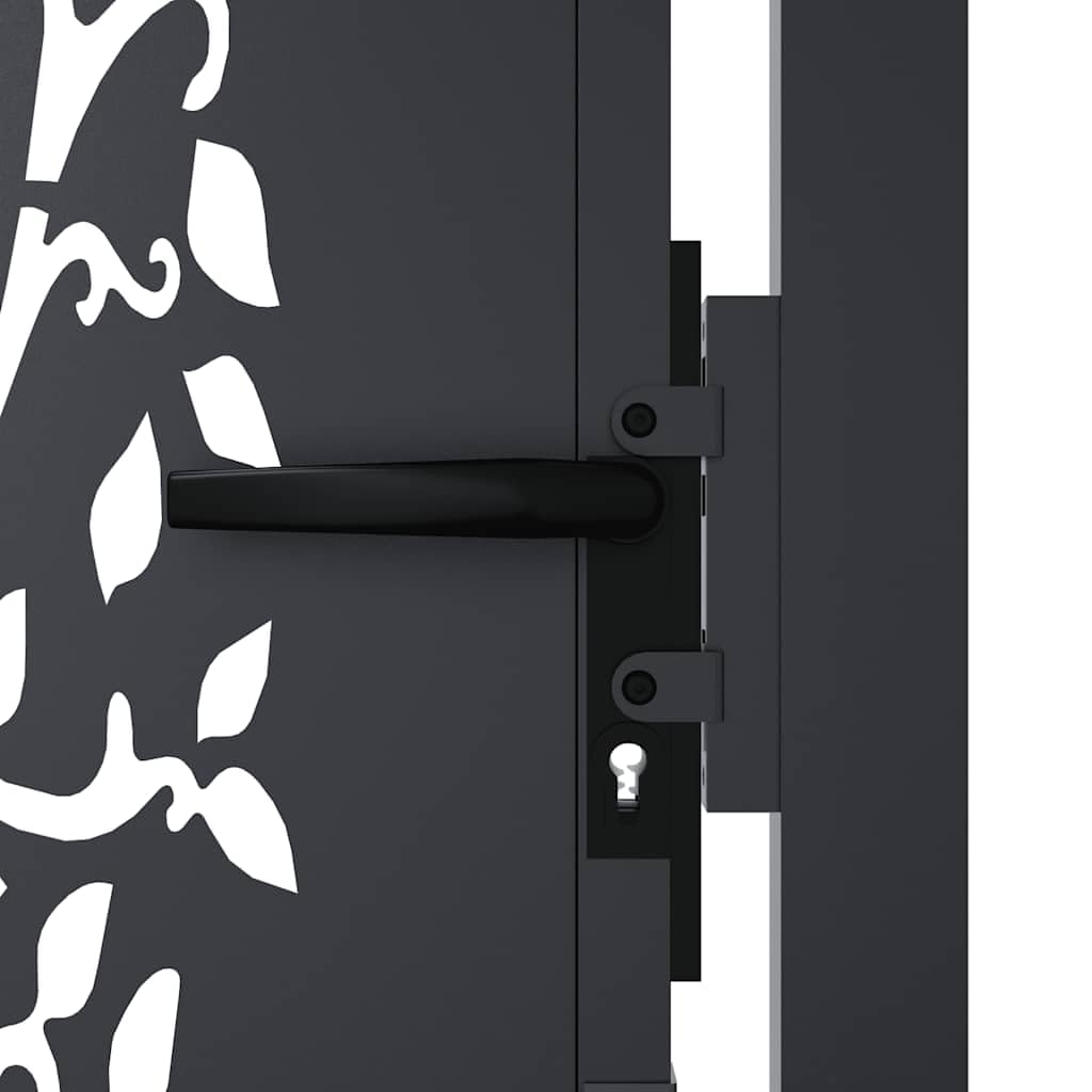 Puerta de jardín antracita 100x175 cm de acero con diseño de árbol