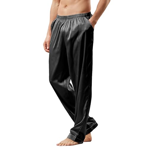 SIIK 100% Mulberry Silk Pajama Pants for Men - Silk Lingerie Pants, Sleepwear, Pj bottoms, Black Small