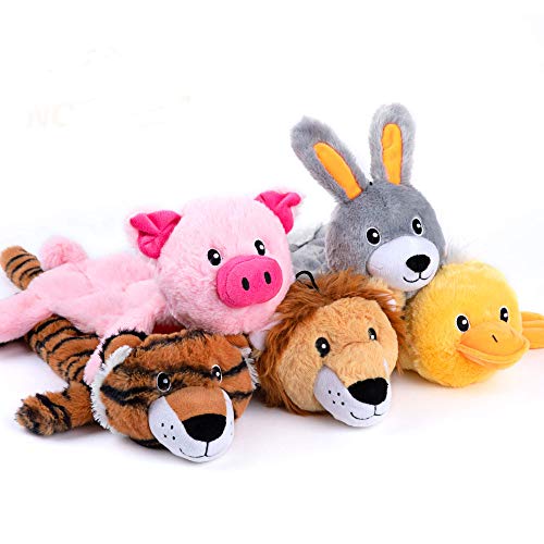 Nocciola 5 PCS 3D Dog Squeaky Toys with Double Layer Reinforced Fabric, Durable Plush Dog Toys, No Stuffing Body Dog Toy Set for Small to Large Dogs