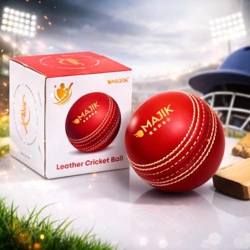 Image of Kabello Cricket Leather Ball for Tournament Game Practice Ball for Matches Water-Resistant and Hand-Stitched Leather Ball (1Pc)
