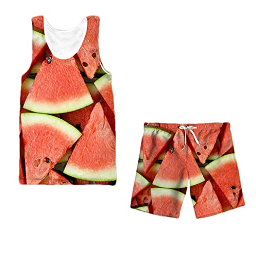 Ensemble t-shirt pastèque 3D homme et short pour vos barbecues et vacances d'été