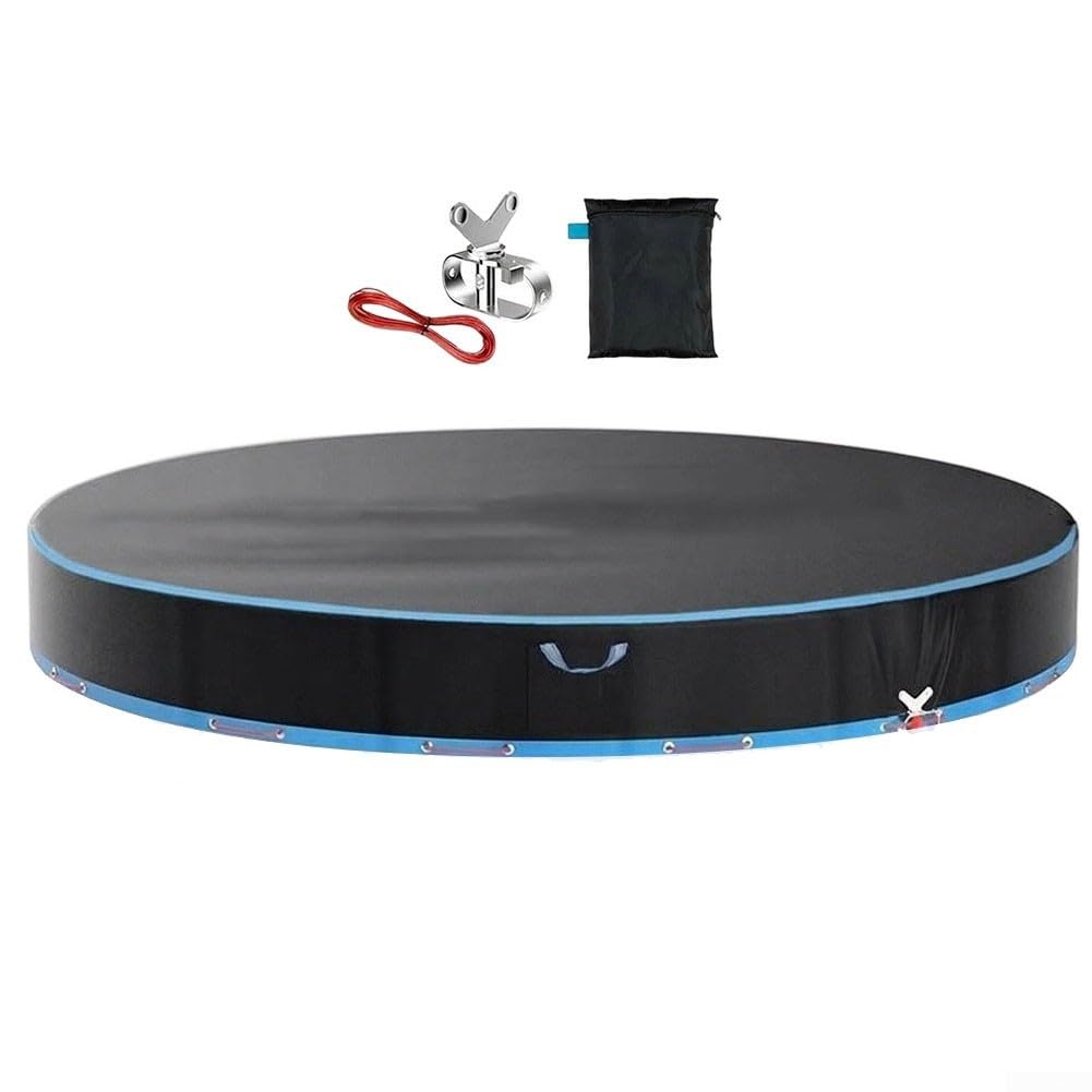 Cubierta redonda para alberca de 10 pies, resistente al agua, material Oxford 600d con cable de acero, cabrestante para piscinas, spas, equipo de jardín, plateado (472 x 472 cm)