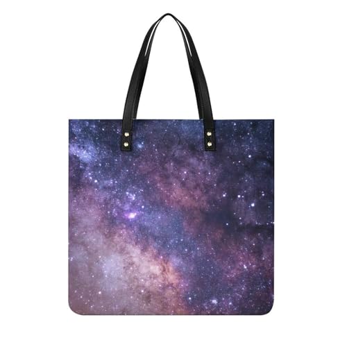 Sac à main shopper violet ciel étoilé | Sac à bandoulière femme tote bag grand