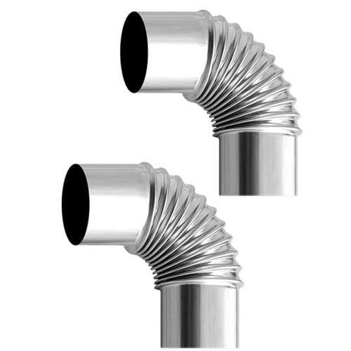 woyufen 90° Elbow Pipe Ø 60mm, 2 Pack Steel Stove Pipe Elbow, Heat Resistant Flue Pipe for Stoves, Stainless Elbow Chimney Pipe