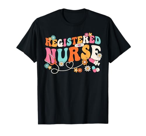 Groovy RN Registered Nurse Week Nursing Stethoscope Cute T-Shirt