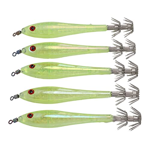 HAOX Gabarits de Crochet de calmar, Faux Crochet de calmar de Simulation Double Dur Flexible 5PCS pour Riverside(Vert) Cover