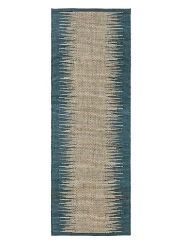 benuta Pure Juteläufer Tulsi - Blau 70x200 cm - Sisal/Jute - Läufer & im Style: Vintage, Ethno-Style, Retro - Pflegeleicht für Wohnzimmer Schlafzimmer