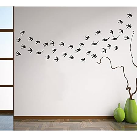 ANFRJJI Flock of Birds Flying Wall Decal Flying black bird flying to ...
