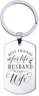 حلقة مفاتيح من الستانلس ستيل - افضل اصدقاء الحياة للزوج والزوجة، فضي