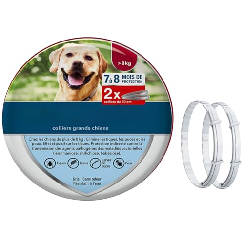 2PCS Collar para Perro, Collar Impermeable, Cuello Ajustable Collar para Perro，Collar Repelente de Mascotas para Perros Collar antipulgas para Perros