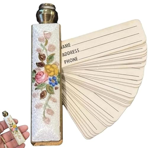 Annuaire téléphonique d’adresses en laiton de fleurs d’émail antiques, annuaire