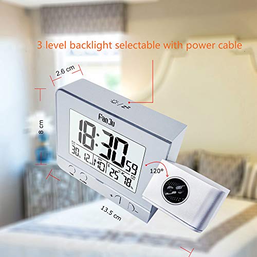 mewmewcat Projeção Relógio Despertador Rotativo Digital Relógio de Projeção Multifuncional LCD Relóg