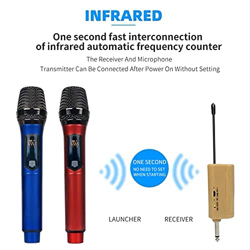 Karaoke Microfoon, Professionele dynamische microfoon verschuldigd UHF Draadloze handheld microfoonmegafoon met USB 6. 3… - Image 6
