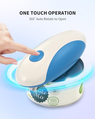 CIRCLE JOY Electric Can Opener, One-Touch Automatic Can Opening with Smooth Edges, Food Safety Handheld Battery-Operated Can Opener for Kitchen and Seniors, Battery Included/Blue - Image 4