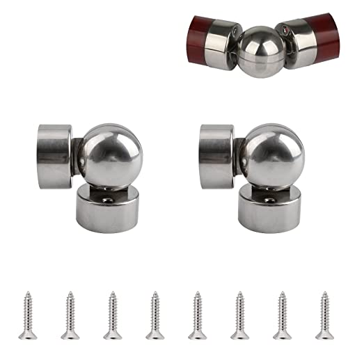 UFURMATE 2PCS Stainless Steel Universal Round Handrail Connector - Adjustable Fitting for 45mm Handrail, Silver