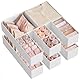 SONGMICS Aufbewahrungsbox für Schublade, 12er Set, Schubladen Organizer, Faltbox, Unterwäsche Organizer, Stoffbox für Socken, Unterwäsche, BHs, Krawatten und Schals, wolkenweiß RDZ006W02
