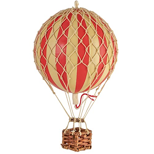Authentic Models, Floating The Skies Air Balloon, Hanging Home Decor - 5.3 Inch Height, Historic Hot Air Balloon Model for Home Decor, Detailed Vintage Decorations to Hang from Ceiling - Red