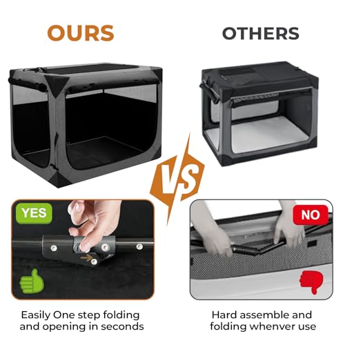 Dog Crate, Collapsible Soft Travel Crate for Large Dogs (3 Year Warranty), Indoor & Outdoor Portable Pet Kennel with Chew-Proof Mesh Window (Dark Gray, 36" L x 25" W x 25" H) - Image 4