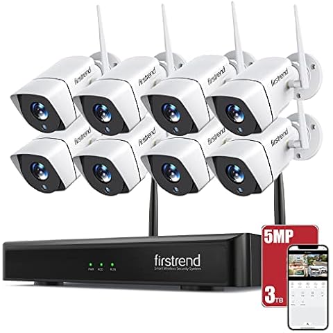 5MP Wireless Security Cameras System, Firstrend Security System Wireless Ultra HD for Home Surveillance with 8CH NVR 8 IP Cameras 3TB Hard Drive Night Vision Motion Alarm App for Outdoor Business Cover