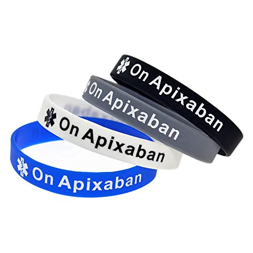 X2 On Apixaban Medical Alert Wristband Bracelet Blood Thinners Blood Clot Silicone Medical ID PACK OF 2 (Large 20cm x2 Random Colours)