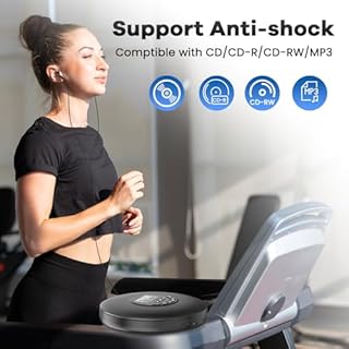 Arafuna Lettore CD portatile-Compact Discman -Personal Music Player Anti-Skip Protection, Tracce programmabili - Auricolari inclusi