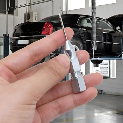 7 Stück Nadel-Zubehörset für Fettpressen 5 Fett Nadeldüse 1 Fettnadelspendern 1 Gumminippel Adapter Tragbare Fettpresse Abnehmbare Fettnippel Grease Needle für Beengte Räume Fettpresse Mundstück