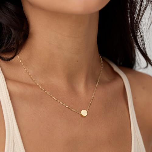 Valloey Rover Gold Necklace for Women 14K Gold Plated Circle Cubic Zirconia Pendant Necklace Dainty Twist Rope Chain Necklace Simple Jewelry Gift for Women4
