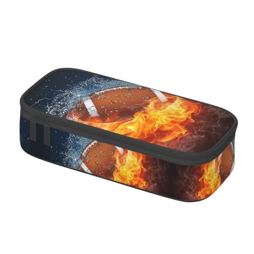 Image of American Football Ball Themed Pencil Case Big Capacity Storage Pencil Pouch Stationery Bags With Zipper Portable Pen Holder Box Organizer For Boys Girls Teens Student College School Office Supplies
