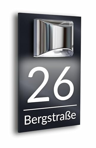 Personalisierbare Premium Acrylglas LED Hausnummer Anthrazit Matt Moderne Außenbeleuchtung Wetterfest Made in Germany H1023-1