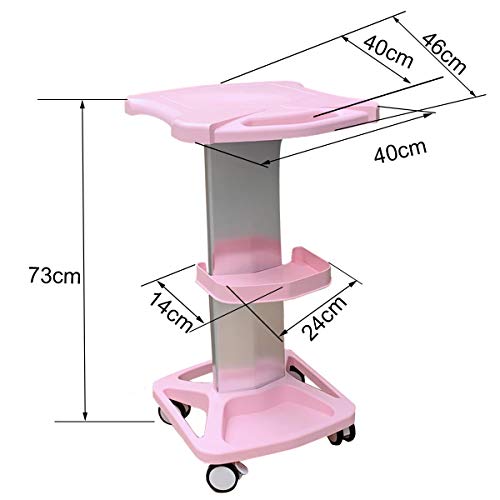 Cozyel Beauty Rolling Trolley Cart, Hair Salon Mobile Cart Salon Spa Service Beauty Instrument Storage Aluminum Alloy Trolley Stand With Universal Wheel (Pink) #TOP2