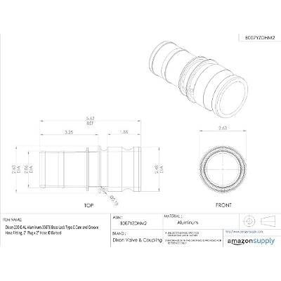 Dixon 200-E-AL Aluminum 356T6 Boss-Lock Type E Cam and Groove Hose Fitting, 2 Plug x 2 Hose ID Barbed